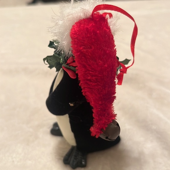 Fiesta Christmas Penguin wearing Santa Hat and wreath ornament 5" tall - Picture 4 of 5